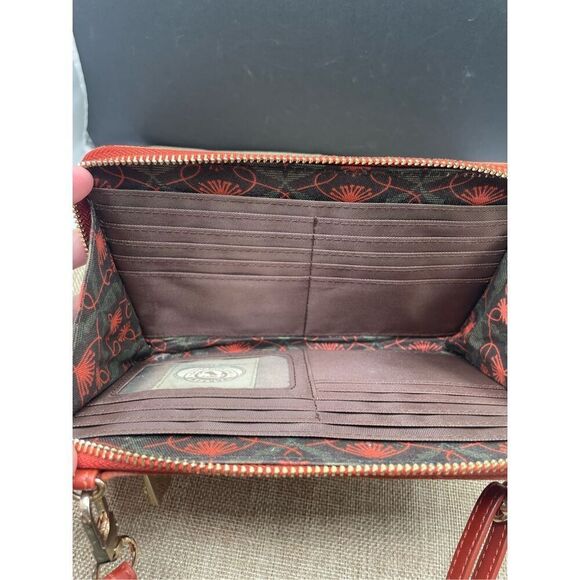 Spartina 449 Suede Crossbody or Clutch Wallet  Rust Color - Picture 13 of 16